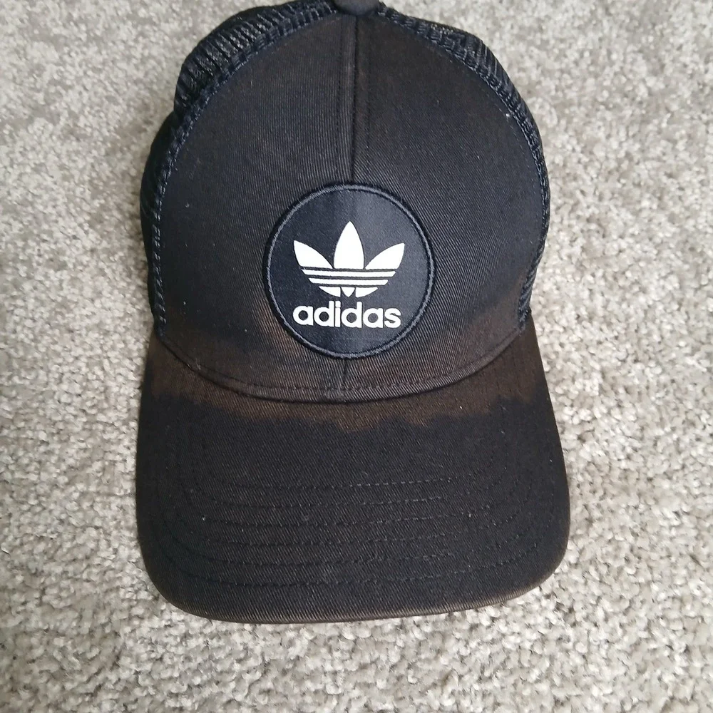 Adidas Originals Black Trefoil Trucker Hat Mesh Snapback Sun Faded RN 90288
